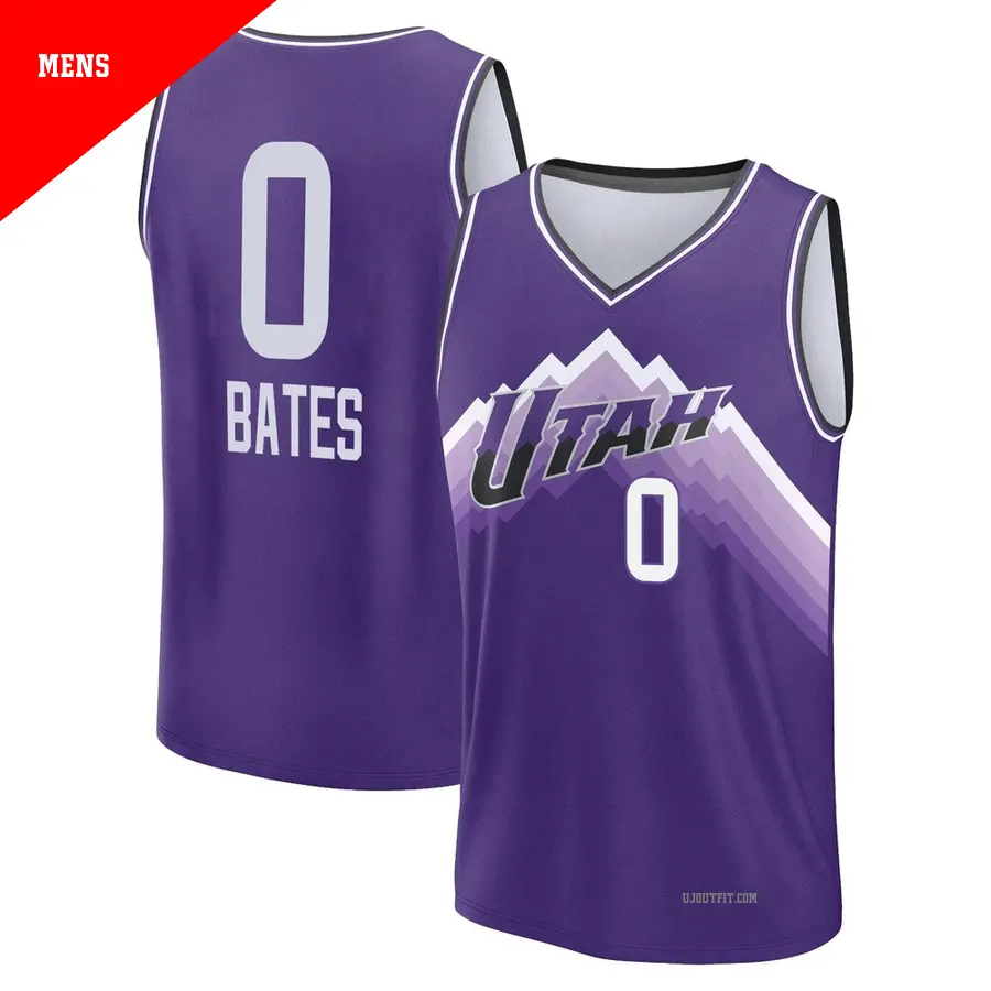 ＃0 Men's Tamar Bates Utah Jazz 2023/24 Fast Break Purple City Edition Jersey