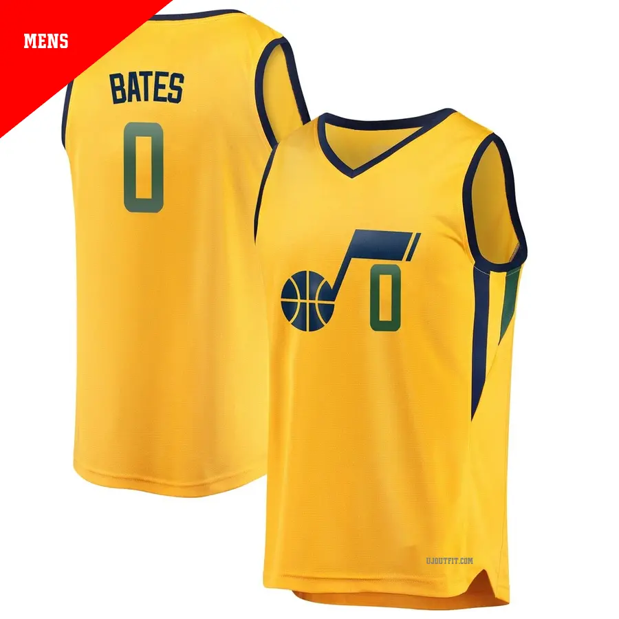 ＃0 Men's Tamar Bates Utah Jazz Gold Fast Break Jersey Statement Edition
