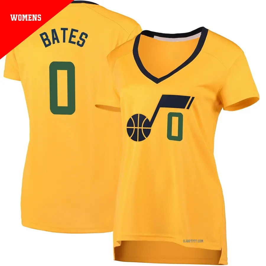 ＃0 Women's Tamar Bates Utah Jazz Gold Fast Break Jersey Statement Edition