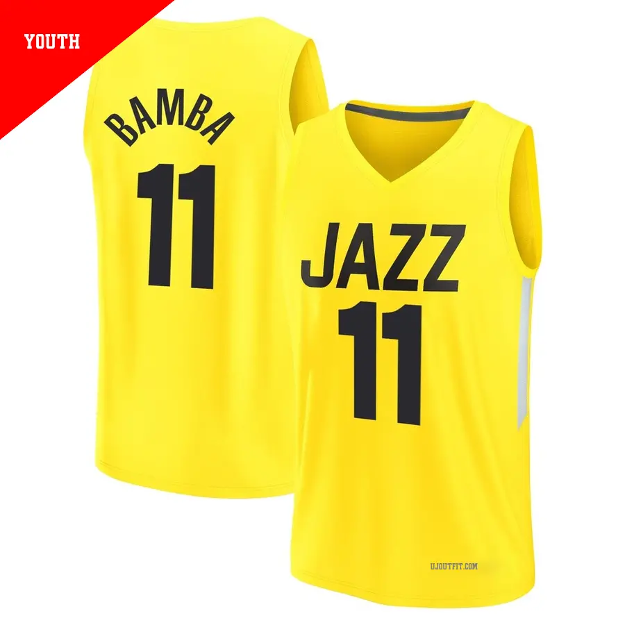 ＃11 Youth Mo Bamba Utah Jazz 2022/23 Fast Break Yellow City Edition Jersey